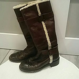 Banana Republic Leather and Shearling Riding Boots